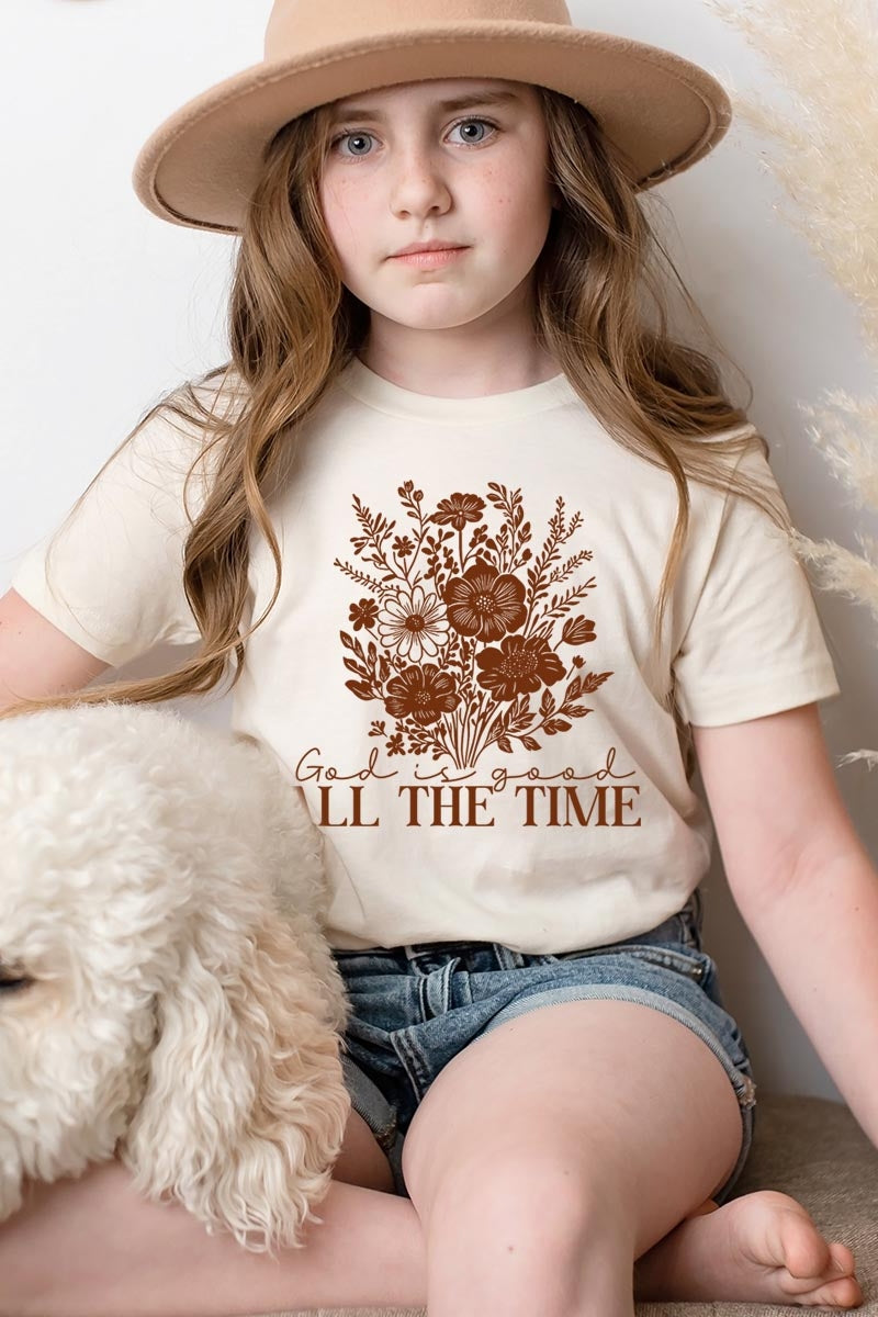 US3001Y-E3116Z God Is Good Floral Kids Graphic Tee $11