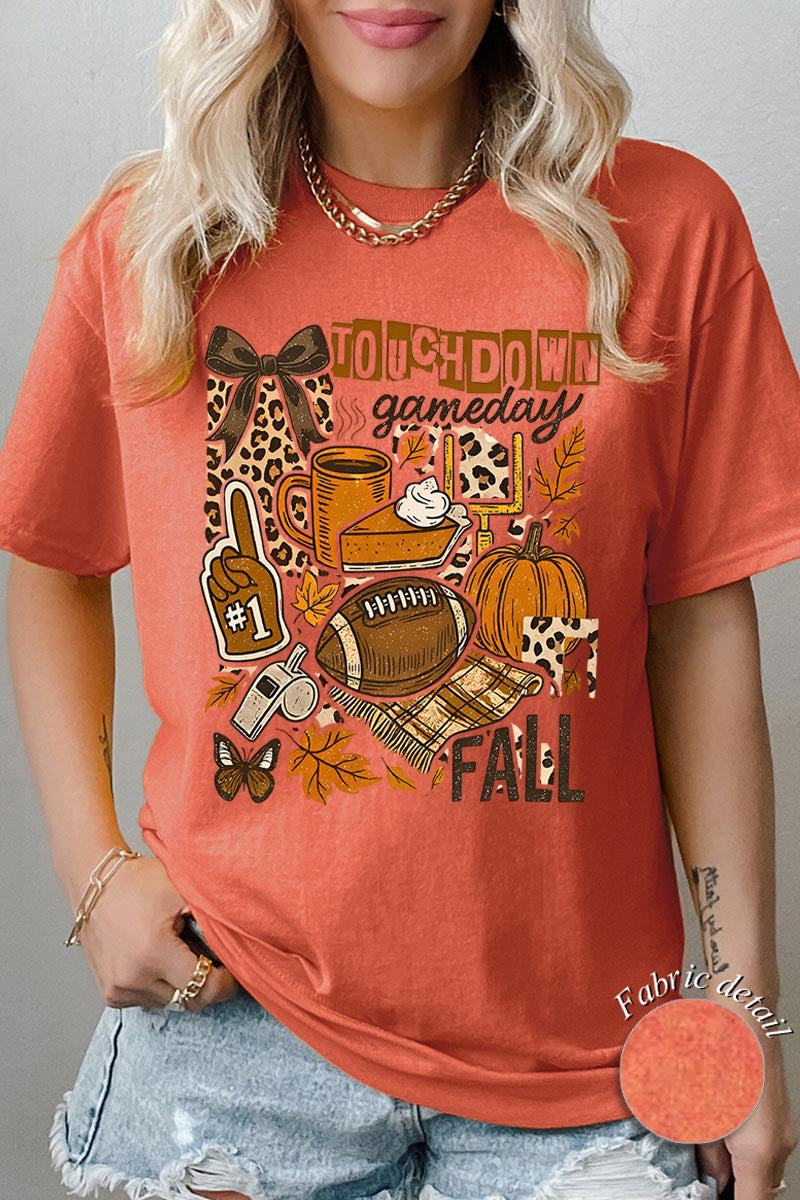 5000P-E3134 Fall Football Collage Plus Heavy Cotton Tee $12.75