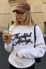 UL180-E3168 Thankful Always Graphic Sweatshirt $20