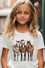 US3001Y-E3182Z Christmas Horses Kids Graphic Tee $11