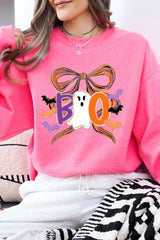 UL180P-E3120 Boo Brushstroke Bow Graphic Plus Sweatshirt $25