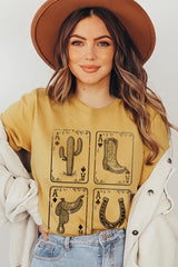 US3001-E3094 Western Cowgirl Card Graphic Tee $12.5