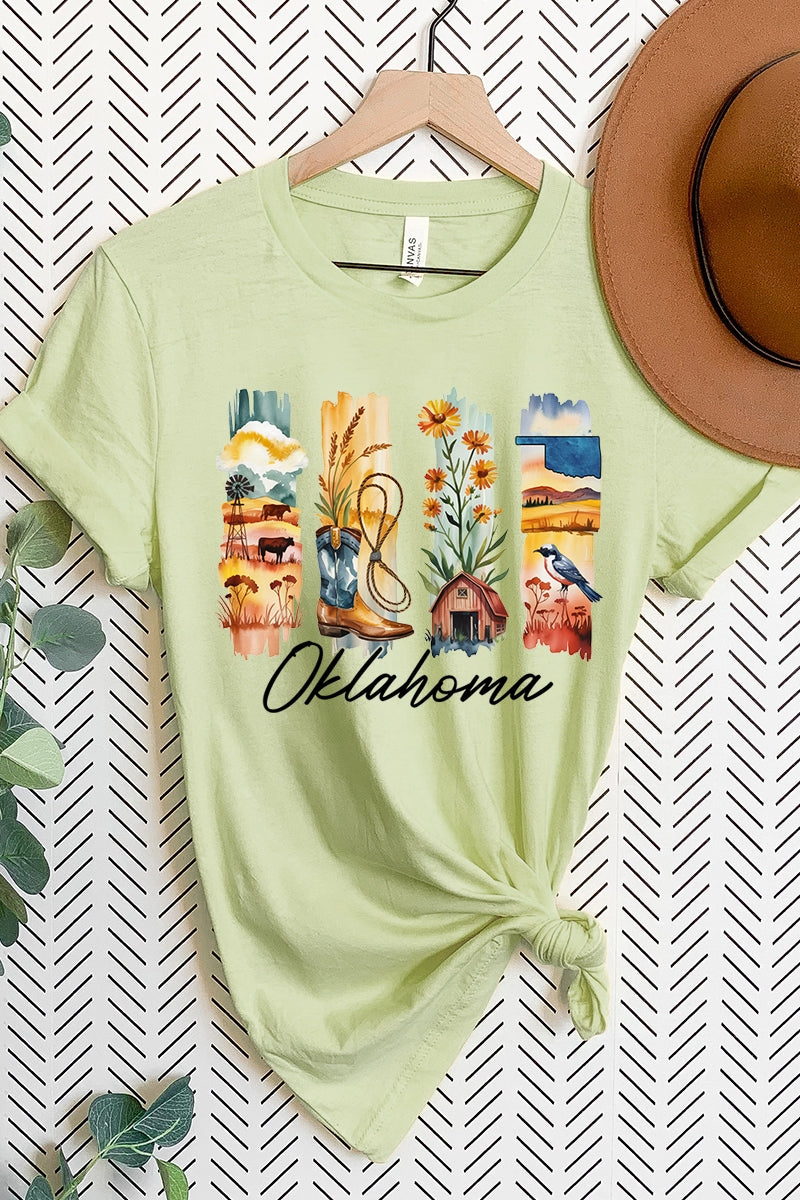 US3001-E3061OK Oklahoma State Brushstroke Graphic Tee $12.5