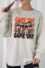 UL240P-E3088 Orange Black Football Bow Plus Long Sleeve Tee $17