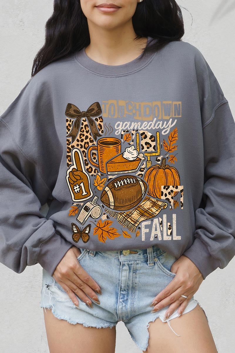 UL180-E3134 Fall Football Collage Graphic Sweatshirt $20