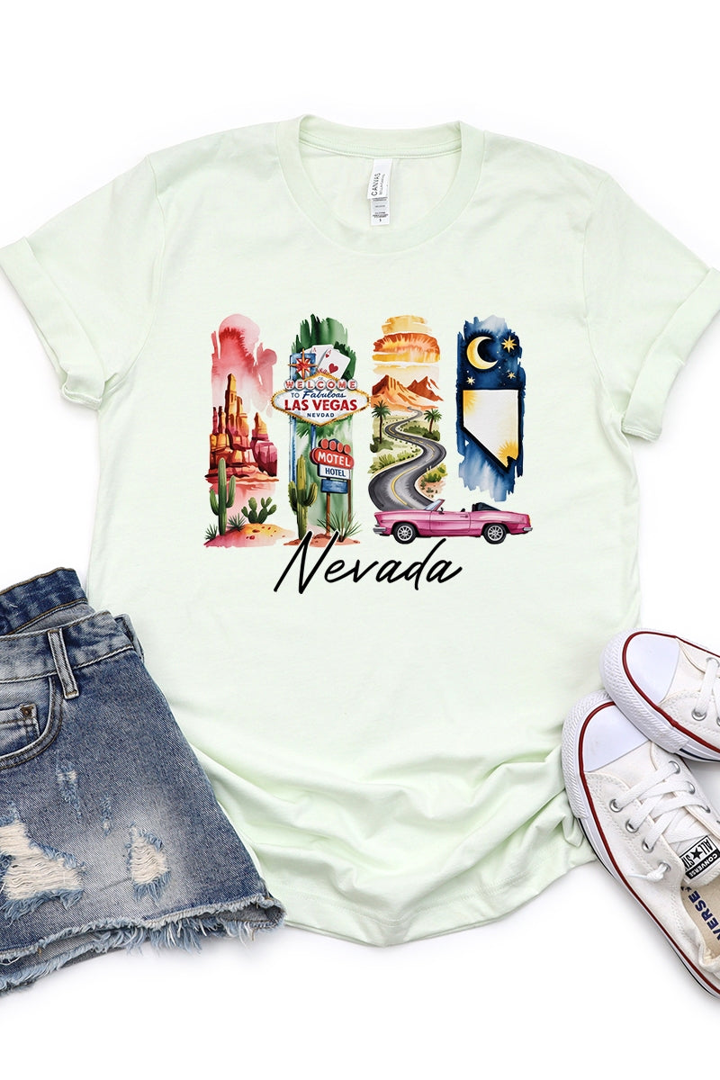 US3001-E3061NV Nevada State Brushstroke Graphic Tee $12.5