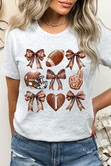 US3001P-E3054 Cute Football and Bow Graphic Plus Tee $16