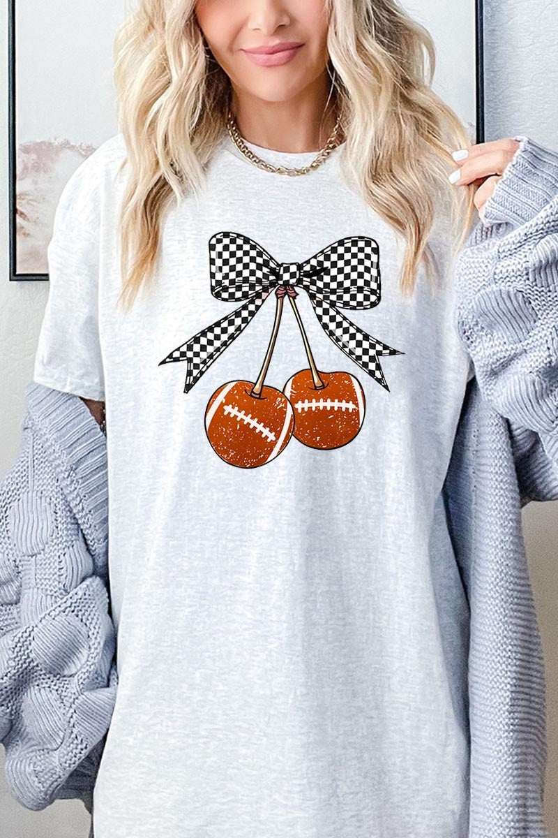 5000P-E3055 Football Cherries Graphic Plus Heavy Cotton Tee $12.75