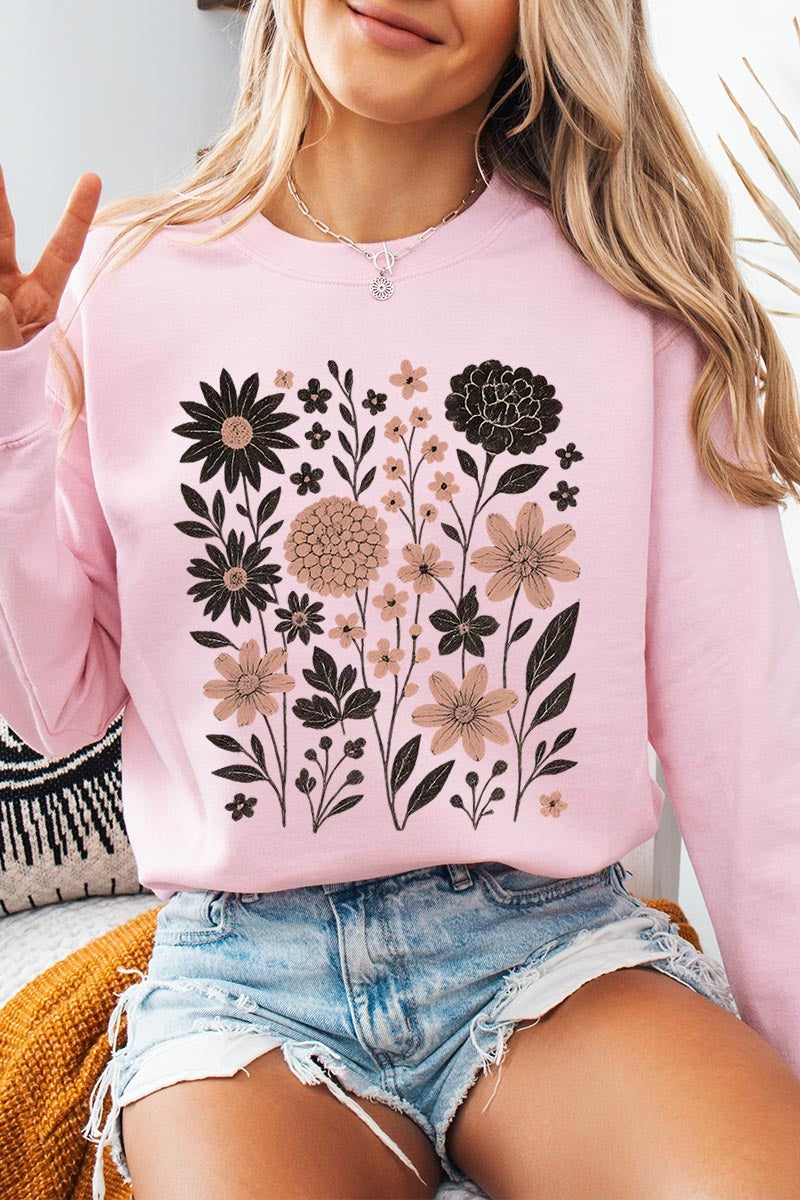 UL180-E3178 Fall Floral Garden Graphic Sweatshirt $20