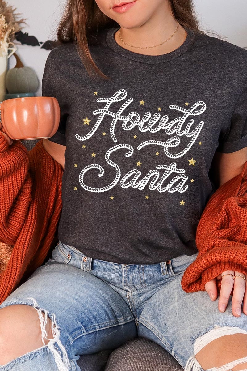 US3001P-E3199 Howdy Santa Graphic Plus Tee $16