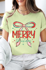 US3001-E3197 Merry Christmas Bow Graphic Tee $12.5