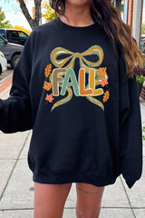 UL180P-E3121 Fall Brushstroke Bow Graphic Plus Sweatshirt $25