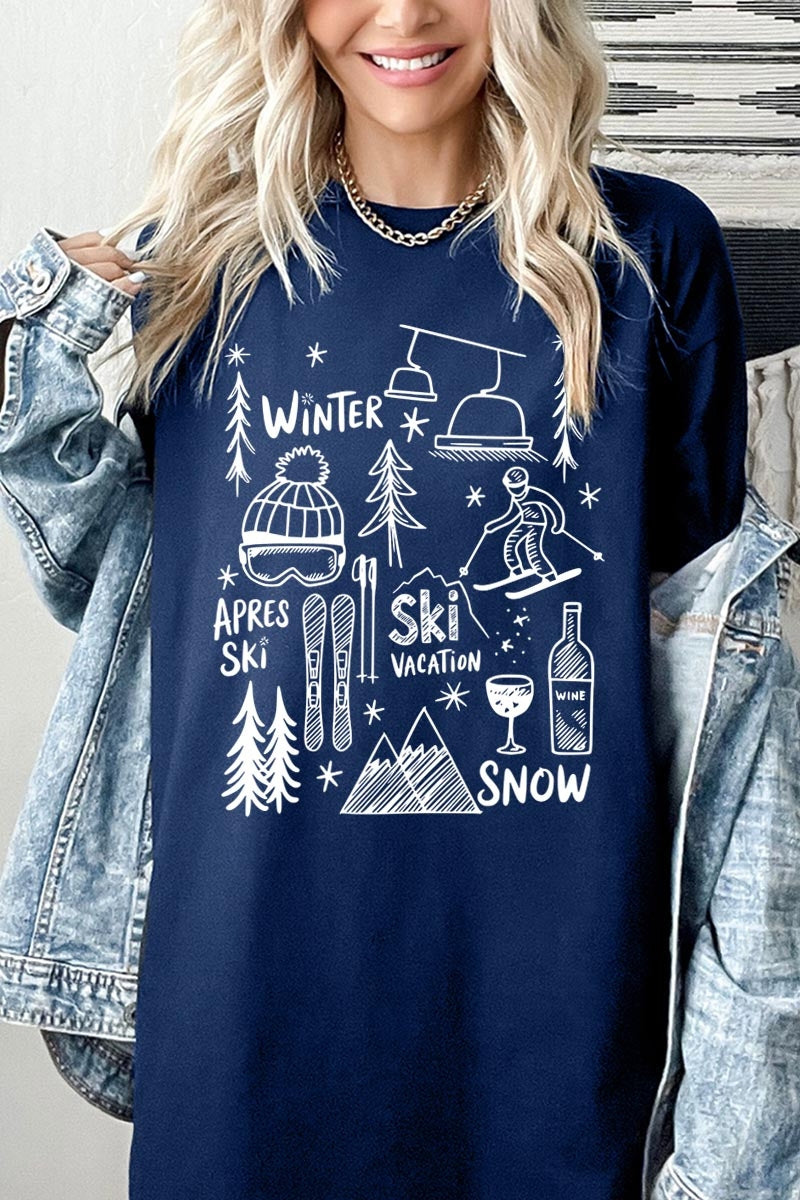 5000-E3188 Ski Doodle Graphic Heavy Cotton Tee $9