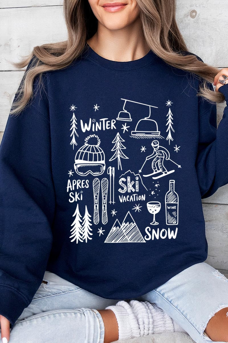 UL180P-E3188 Ski Doodle Graphic Plus Sweatshirt $25