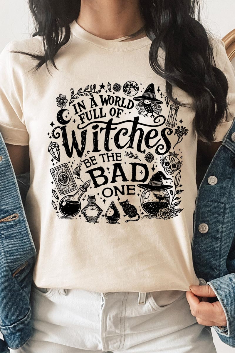 US3001-E3139 In a World of Witches Graphic Tee $12.5