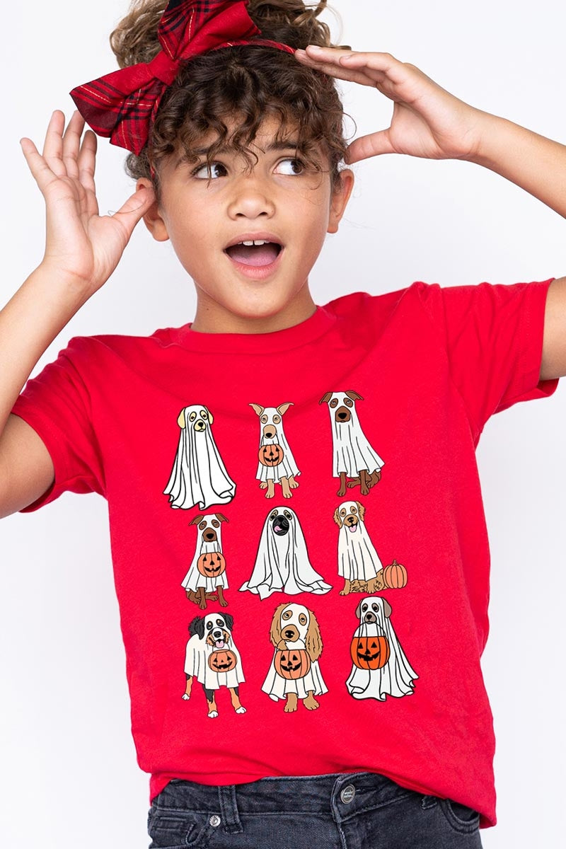 US3001Y-E3106Z Halloween Ghost Dog Kids Graphic Tee $11