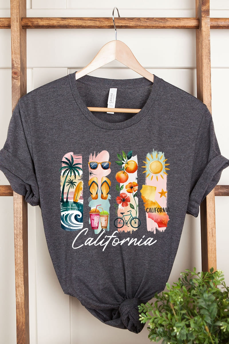 US3001P-E3061CA California State Brushstroke Graphic Plus Tee $16