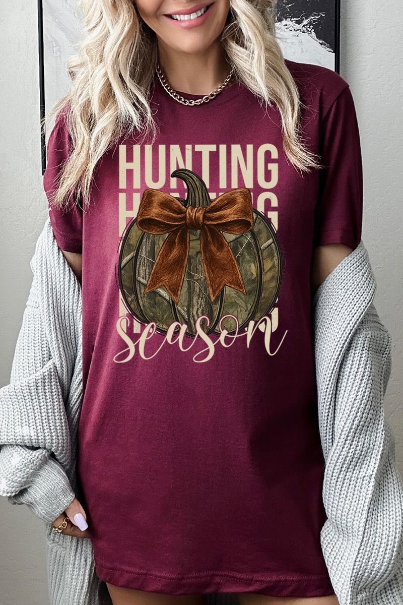 US3001P-E3190 Hunting Pumpkin Bow Graphic Plus Tee $16