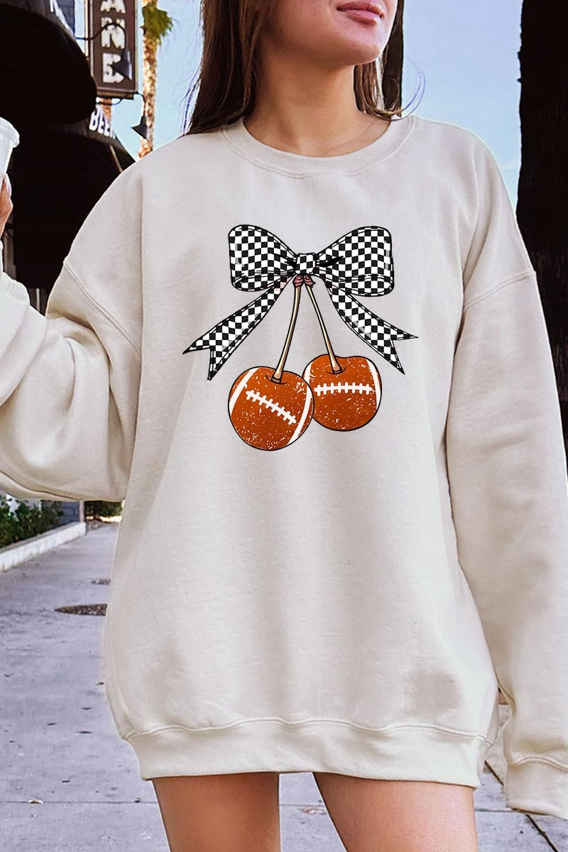 UL180-E3055 Football Cherries Graphic Sweatshirt $20