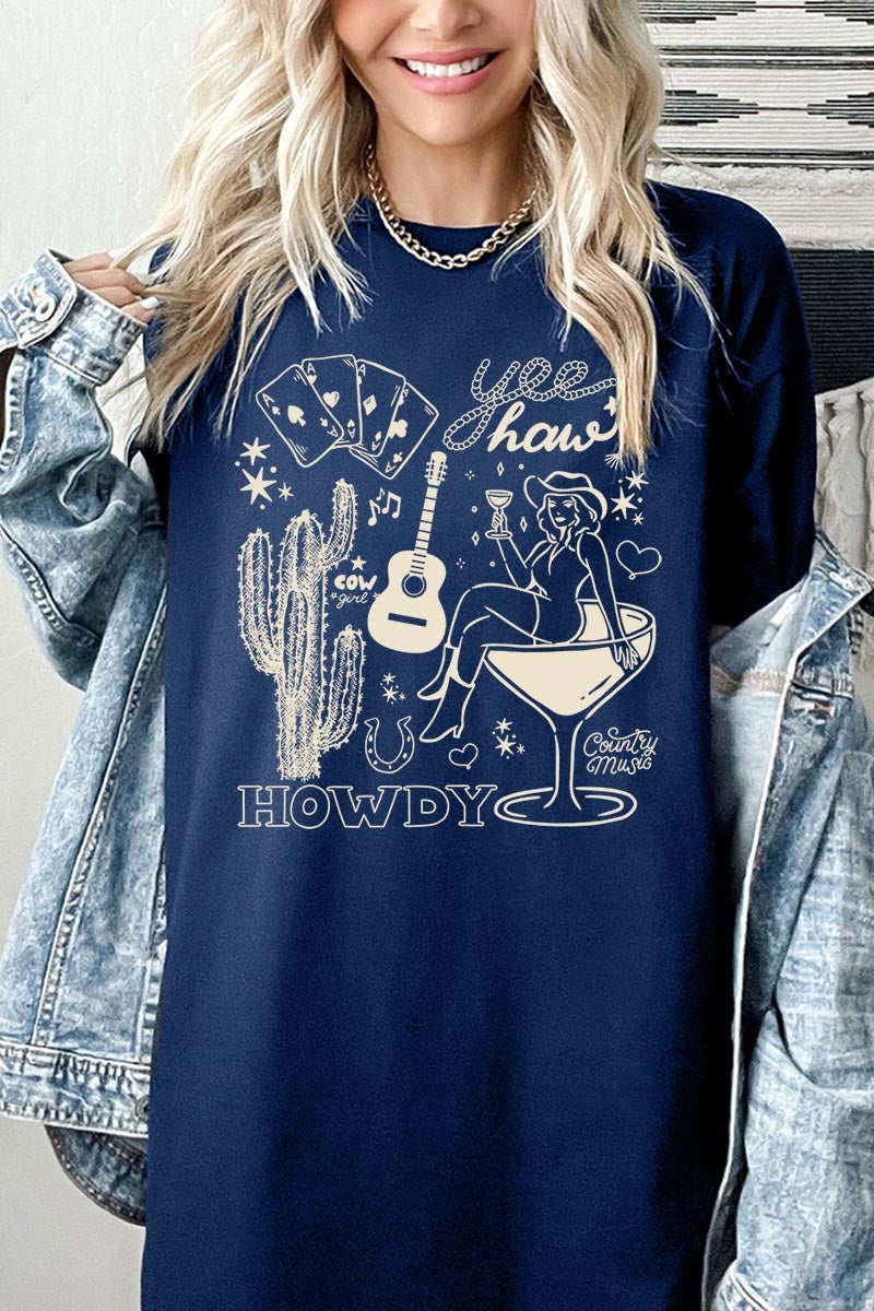 5000-E3097 Cowgirl Country Music Graphic Heavy Cotton Tee $9