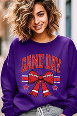 UL180-E3062 Red Game Day Football Bow Graphic Sweatshirt $20