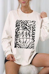 UL240P-E3177 Skeleton Hands Zebra Graphic Plus Long Sleeve Tee $17