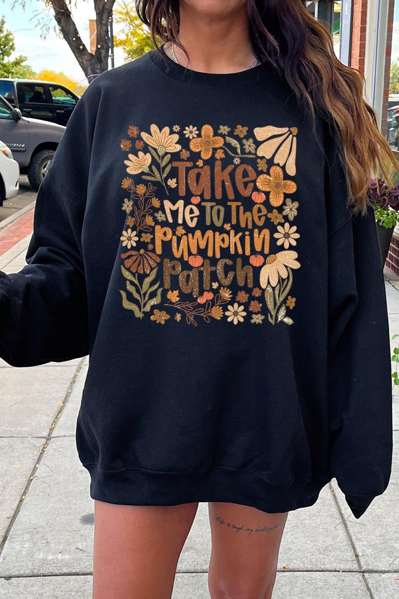 UL180P-E3136 Take Me To The Pumpkin Patch Plus Sweatshirt $25