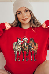 UL180-E3182 Christmas Horses Graphic Sweatshirt $20