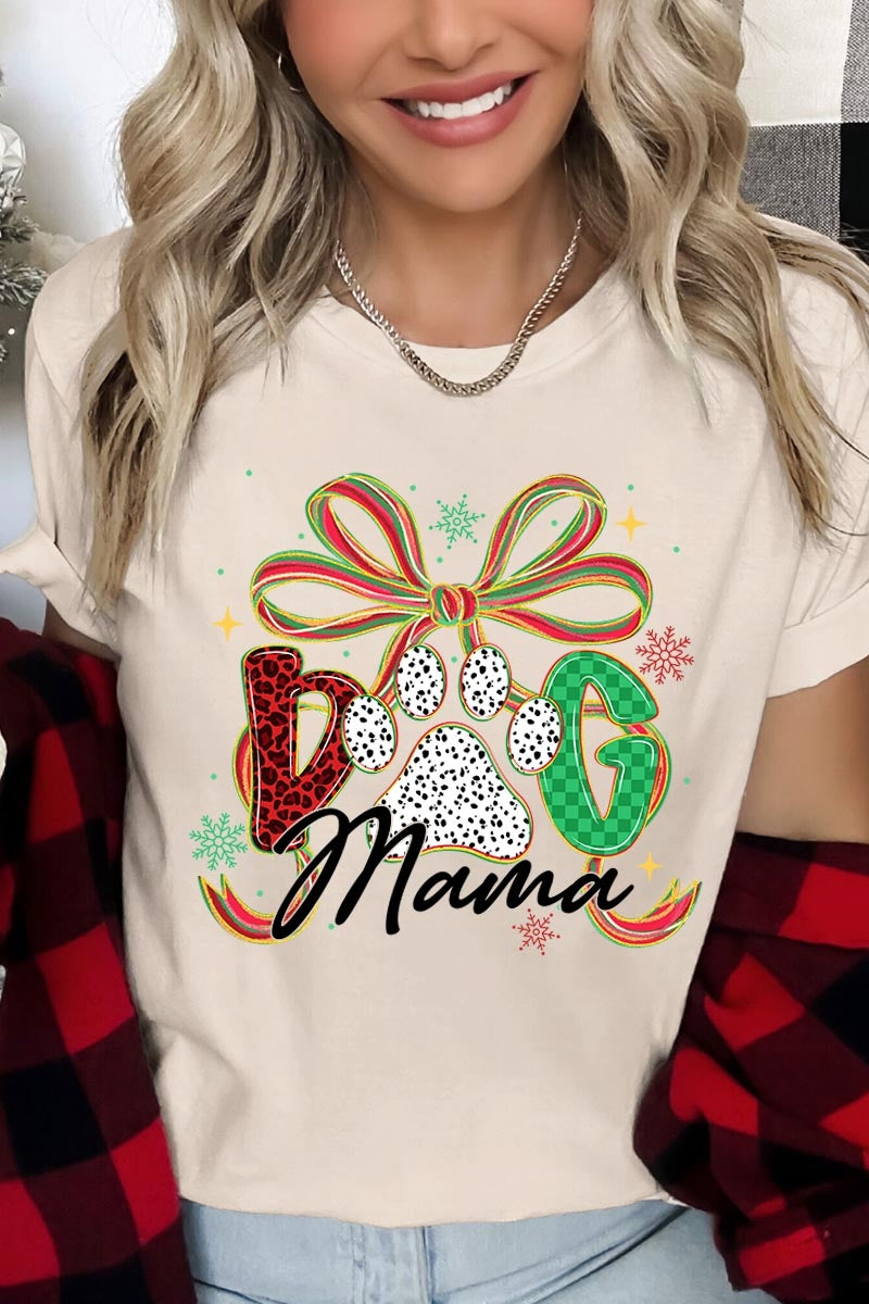 US3001P-E3194 Dog Mama Christmas Paw Graphic Plus Tee $16