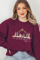 UL180P-E3183 Nativity Gift Graphic Plus Sweatshirt $25