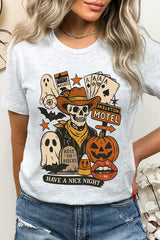 US3001-E3107 Spooky Western Skeleton Graphic Tee $12.5