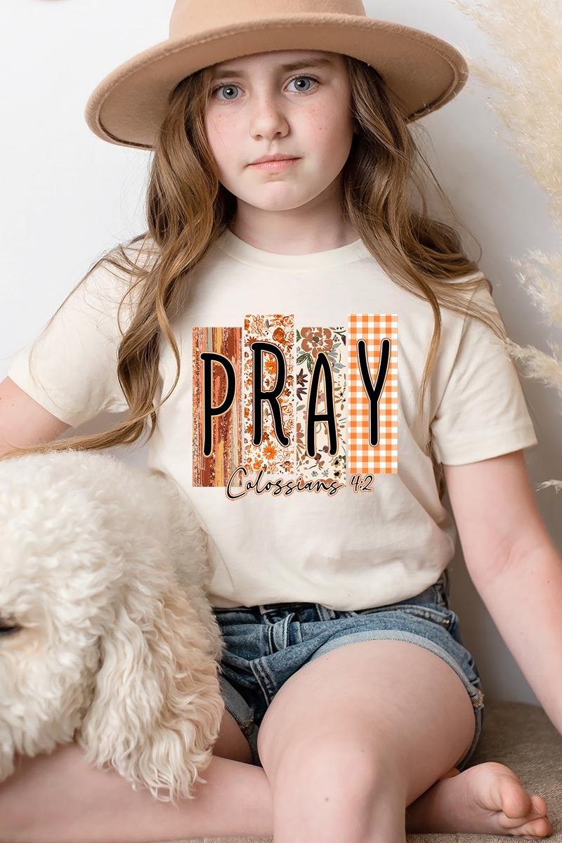 US3001Y-E3166Z Pray Fall Christian Kids Graphic Tee $11