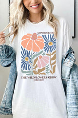 5000-E3067 Consider the Wildflowers Graphic Heavy Cotton Tee $9