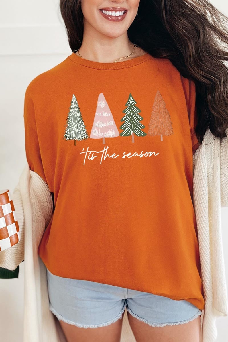 5000P-E3218 Rustic Christmas Trees Graphic Plus Heavy Cotton Tee $12.75