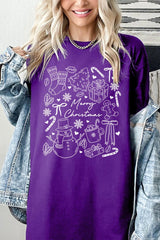 5000-E3181 Christmas Doodle Graphic Heavy Cotton Tee $9
