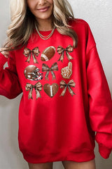 UL180P-E3054 Cute Football and Bow Graphic Plus Sweatshirt $25