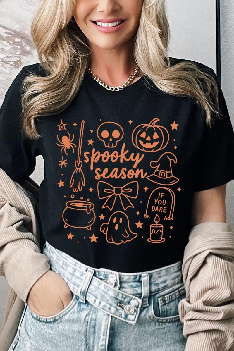 US3001P-E3141 Halloween Doodle Graphic Plus Tee $16