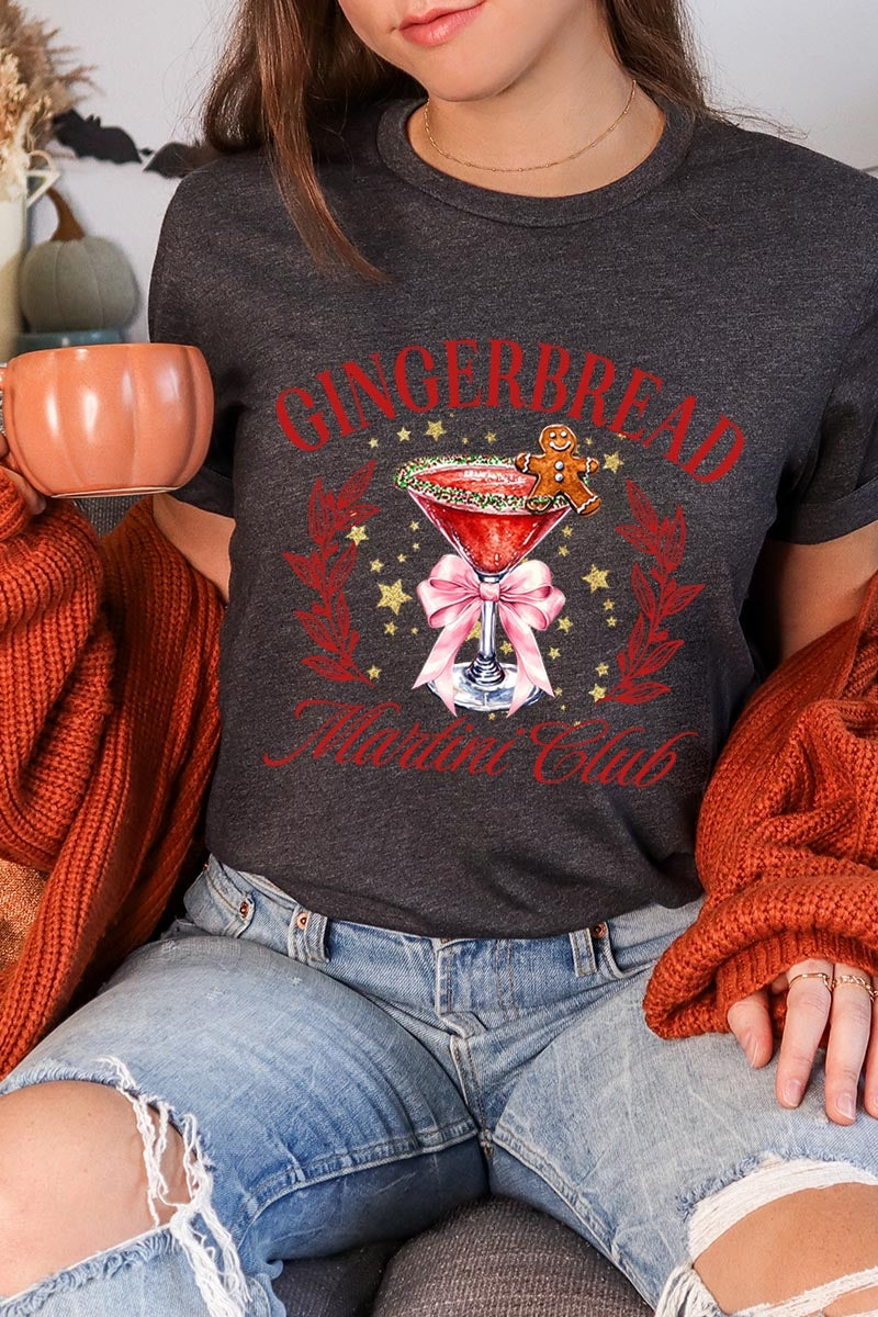 US3001P-E3216 Gingerbread Martini Club Graphic Plus Tee $16
