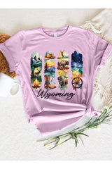 US3001-E3061WY Wyoming State Brushstroke Graphic Tee $12.5