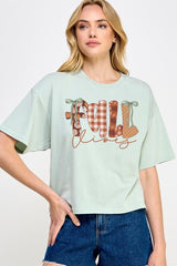 CTS-E3071 Fall Vibes Rustic Script Graphic Relaxed Crop Top $11
