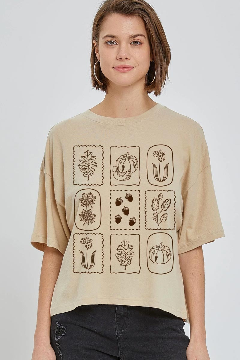 CTS-E3101 Autumn Graphic Relaxed Crop Top $11