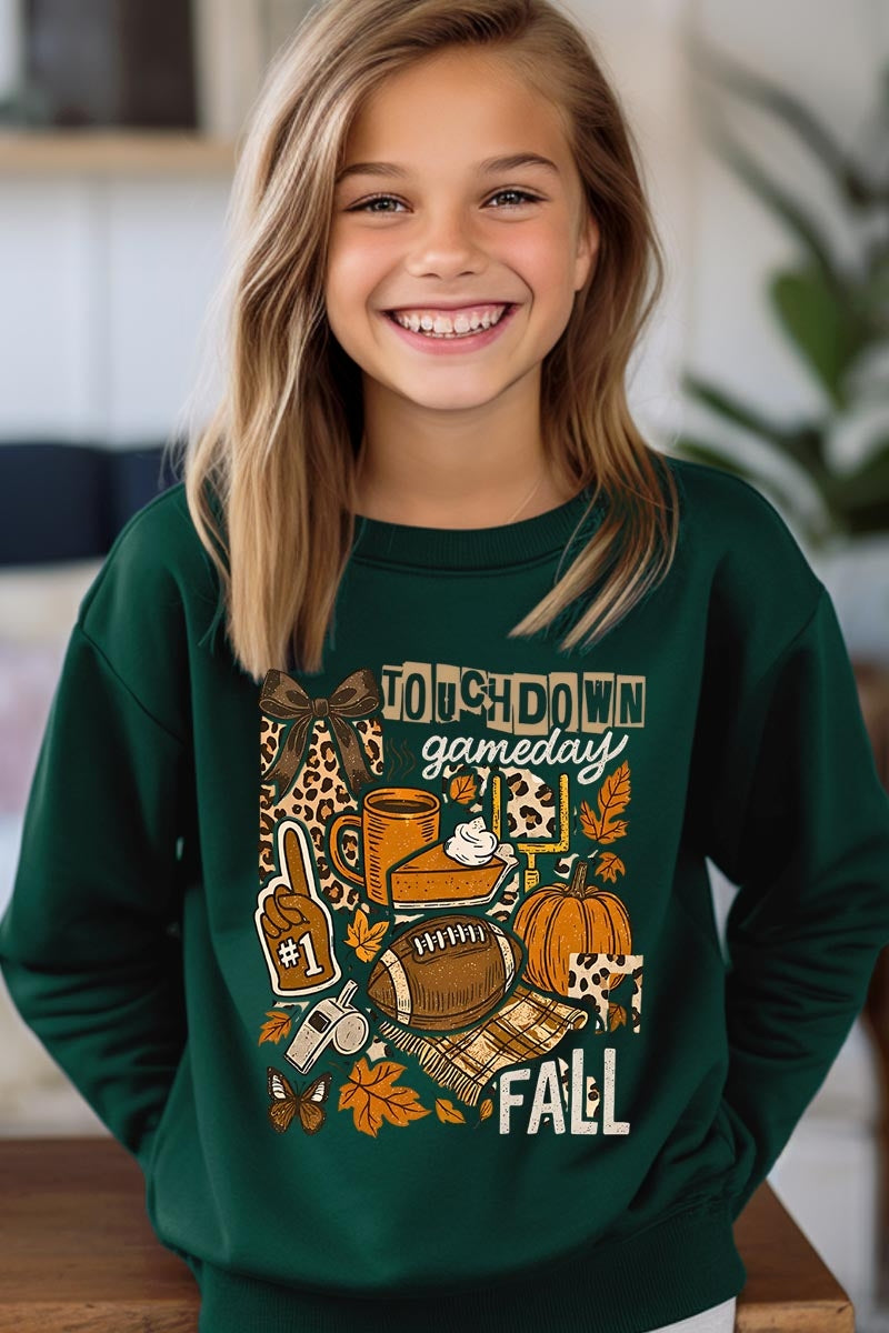 UL180B-E3134Z Fall Football Collage Kids Graphic Sweatshirt $20