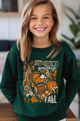 UL180B-E3134Z Fall Football Collage Kids Graphic Sweatshirt $20