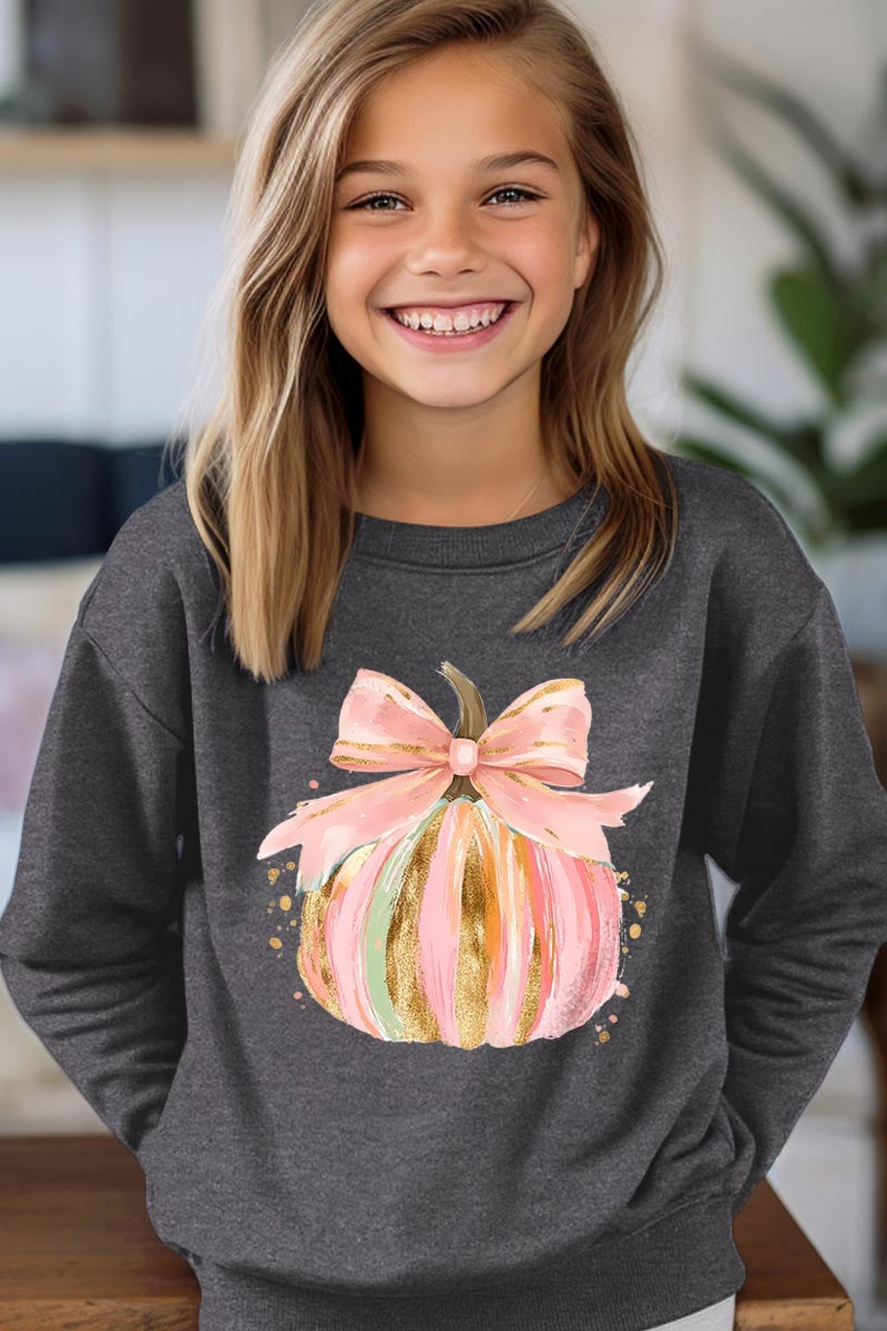 UL180B-E3083Z Brushstroke Pumpkin Kids Graphic Sweatshirt $20