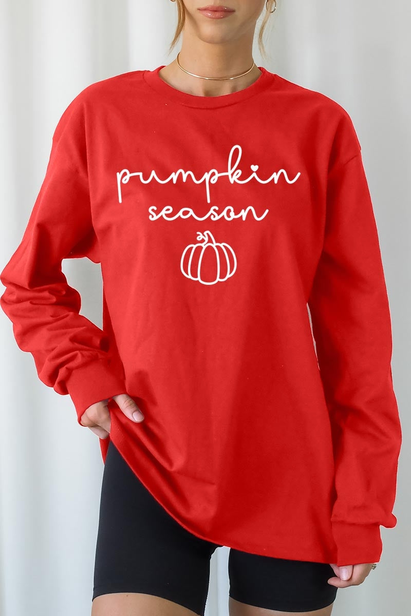 UL240P-E3152 Pumpkin Season Graphic Plus Long Sleeve Tee $17