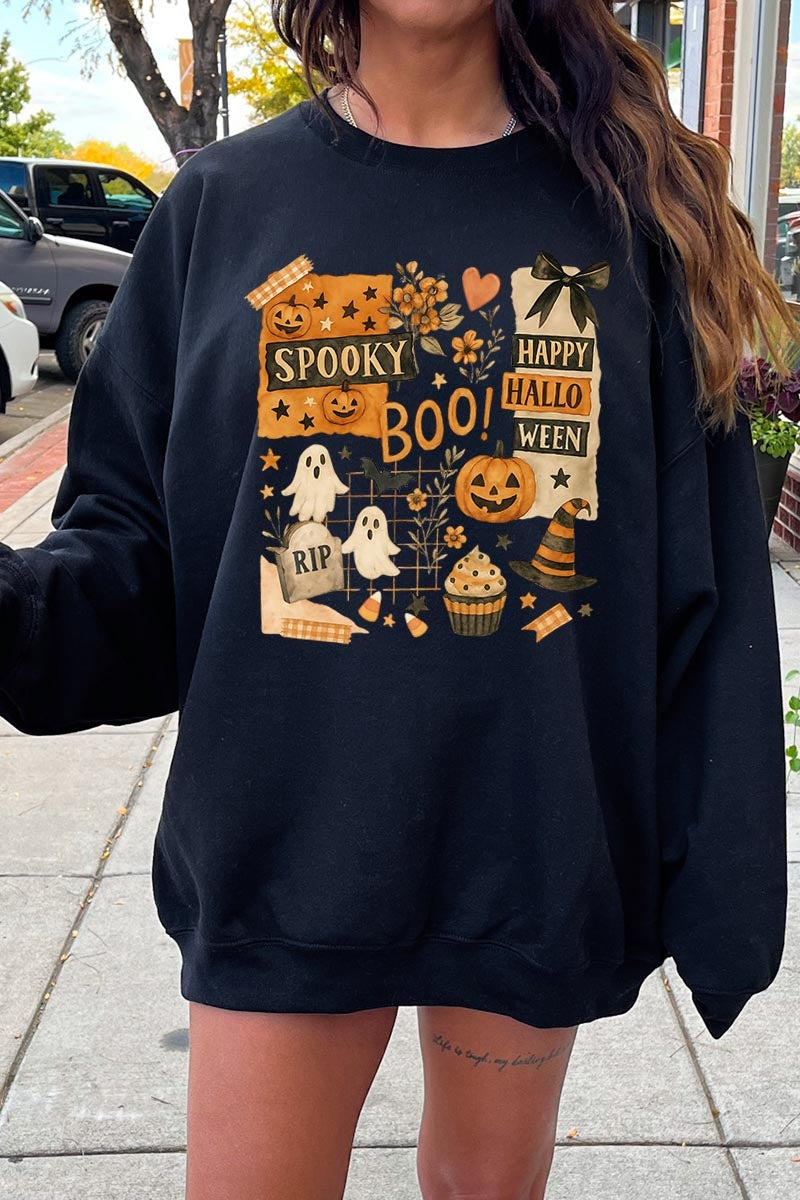 UL180-E3084 Halloween collage Graphic Sweatshirt $20