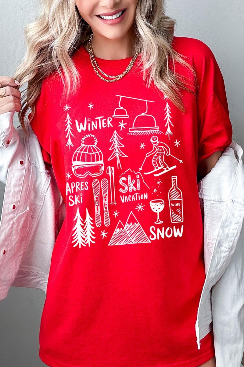 5000P-E3188 Ski Doodle Graphic Plus Heavy Cotton Tee $12.75