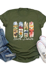 US3001-E3061ND North Dakota State Brushstroke Graphic Tee $12.5