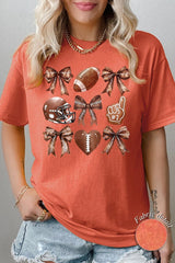 5000-E3054 Cute Football and Bow Graphic Heavy Cotton Tee $9