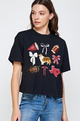 CTS-E3079 Texas Football Graphic Relaxed Crop Top $11